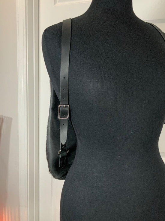 Genuine Leather Western Rustic Brown Black Cowhide Fur Front Backpack